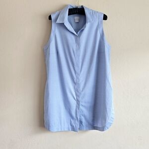 Chicos no iron chic stretch sleeveless chambray button down shirt size 2